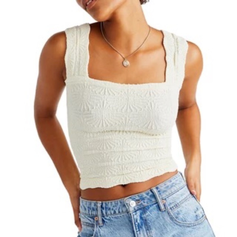Free People Ivory Floral Camisole NWT